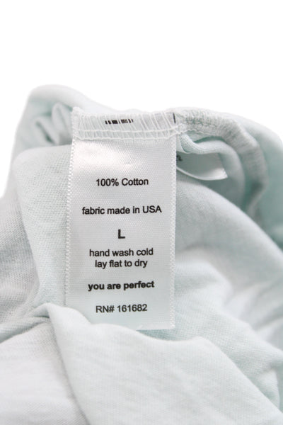 Perfect White Tee Womens Basic Light Blue Cotton Crewneck Size L