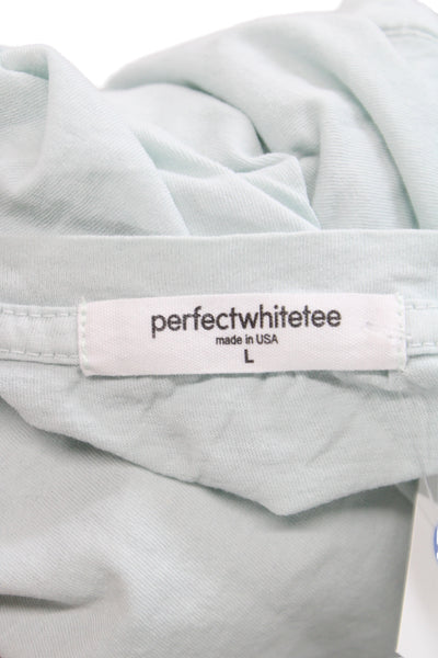 Perfect White Tee Womens Basic Light Blue Cotton Crewneck Size L