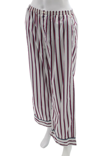 J Crew Mens Striped Cotton Pants White Button Classic Size M