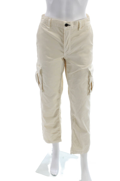 ASKKNY Unisex Cropped Cargo Pants Beige Button Solid Army Size 27