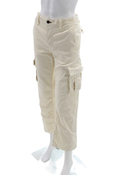 ASKKNY Unisex Cropped Cargo Pants Beige Button Solid Army Size 27