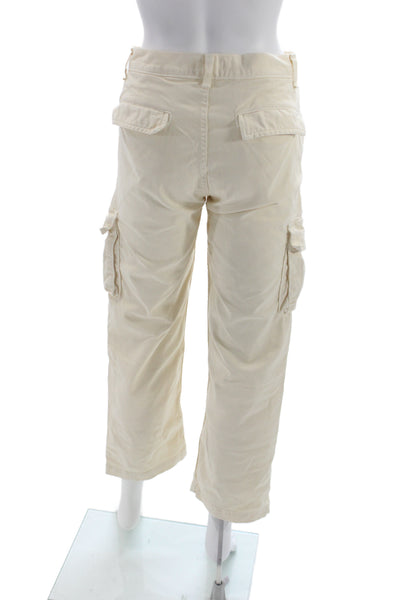 ASKKNY Unisex Cropped Cargo Pants Beige Button Solid Army Size 27