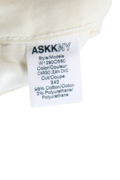 ASKKNY Unisex Cropped Cargo Pants Beige Button Solid Army Size 27