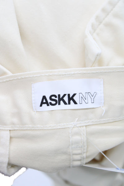 ASKKNY Unisex Cropped Cargo Pants Beige Button Solid Army Size 27