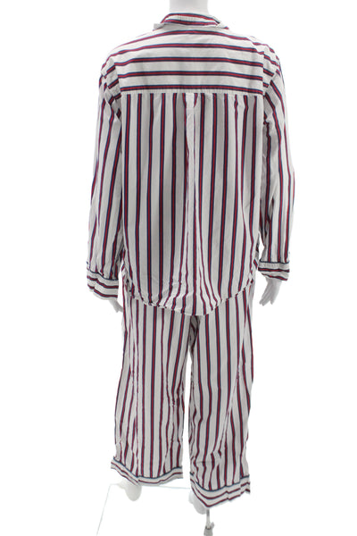 J Crew Women Striped Collared Cotton Long Sleeve Set Red Size M