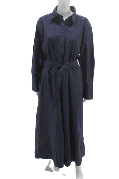 Gap Womens Maxi Shirt Dress Dark Blue Collared Long Sleeve Cotton Size S