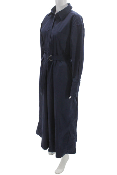 Gap Womens Maxi Shirt Dress Dark Blue Collared Long Sleeve Cotton Size S