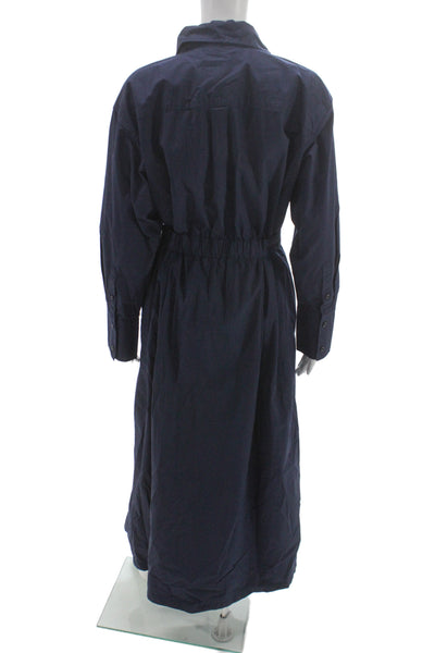 Gap Womens Maxi Shirt Dress Dark Blue Collared Long Sleeve Cotton Size S