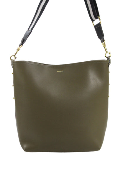 AALLYN Womens Leather Snap Closure Shoulder Bag Green