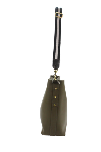 AALLYN Womens Leather Snap Closure Shoulder Bag Green