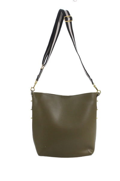 AALLYN Womens Leather Snap Closure Shoulder Bag Green