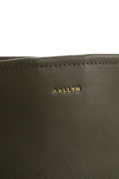 AALLYN Womens Leather Snap Closure Shoulder Bag Green
