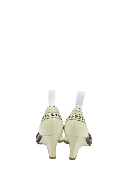 Mayle Womens Leather Open Toe Heels Pumps Beige Size 39 9