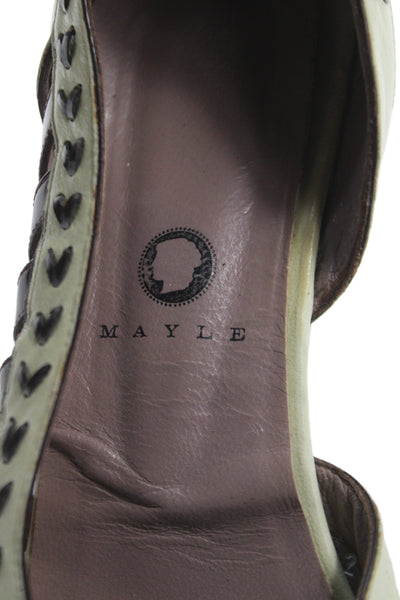 Mayle Womens Leather Open Toe Heels Pumps Beige Size 39 9