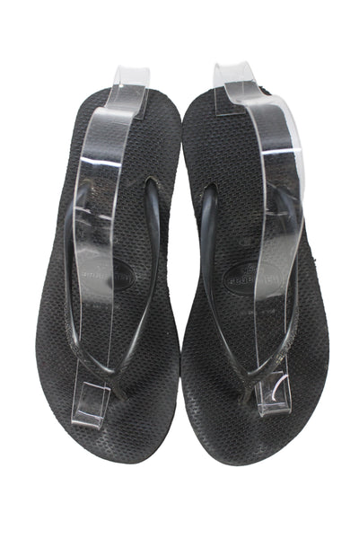 Havaianas Womens Thong Slide On Wedge Sandals Black Size 38 8