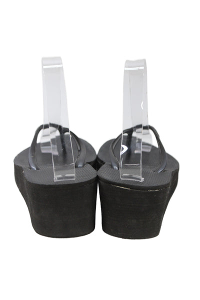 Havaianas Womens Thong Slide On Wedge Sandals Black Size 38 8