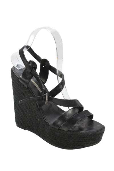 Vera Wang Lavender Label Womens Espadrille Wedge Sandals Black Size 8.5 Medium