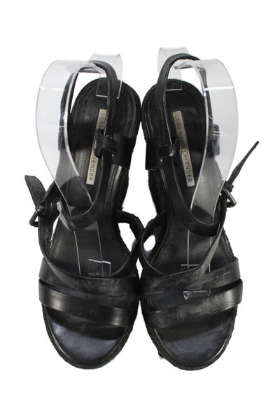 Vera Wang Lavender Label Womens Espadrille Wedge Sandals Black Size 8.5 Medium