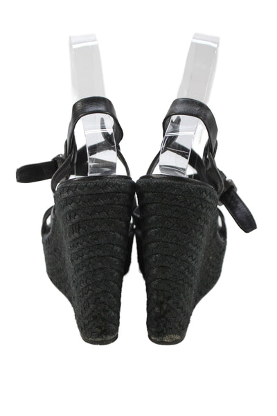 Vera Wang Lavender Label Womens Espadrille Wedge Sandals Black Size 8.5 Medium