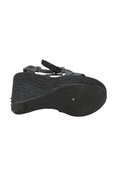 Vera Wang Lavender Label Womens Espadrille Wedge Sandals Black Size 8.5 Medium