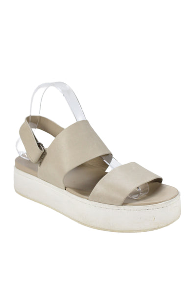 Vince Womens Leather Platform Slingbacks Sandals Beige Size 8.5 Medium