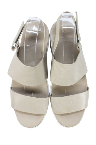 Vince Womens Leather Platform Slingbacks Sandals Beige Size 8.5 Medium