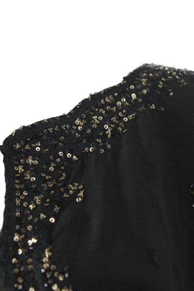 Calypso Saint Barth Women Black Kaftan Dress Long Sleeve Drawstring Size L