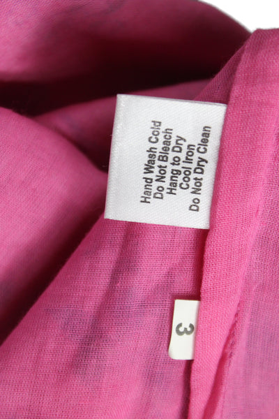 Bella Tu Womens Kaftan Shift Dress Pink Floral Cotton Short Sleeve Size L