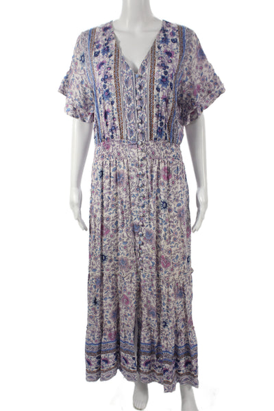Walker & Wade Womens Light Blue Floral Maxi Sundress V-Neck Size M