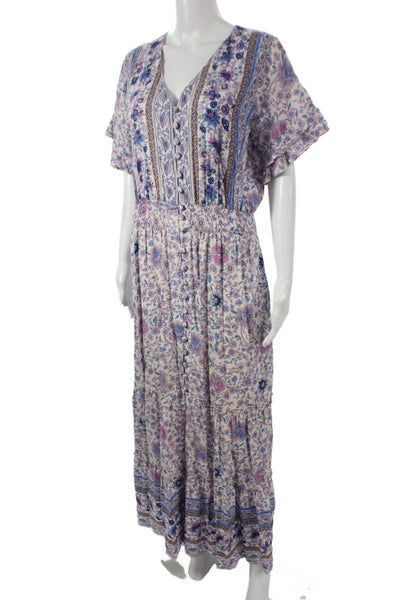 Walker & Wade Womens Light Blue Floral Maxi Sundress V-Neck Size M