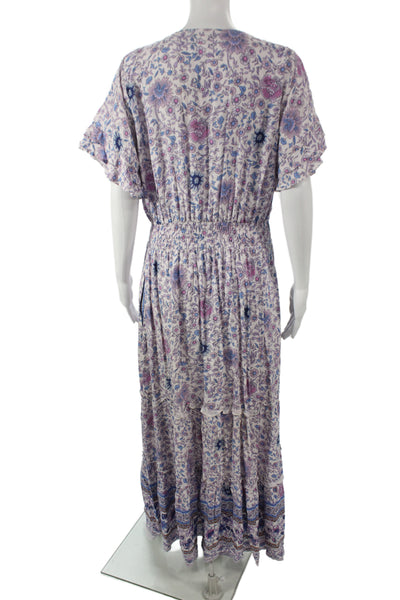Walker & Wade Womens Light Blue Floral Maxi Sundress V-Neck Size M