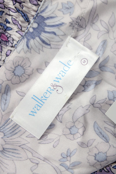 Walker & Wade Womens Light Blue Floral Maxi Sundress V-Neck Size M