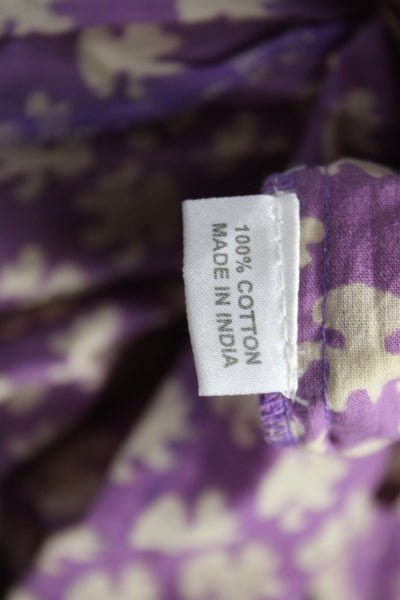 Perry Walker Women Maxi Shirt Dress Purple Cotton V-Neck Size 3