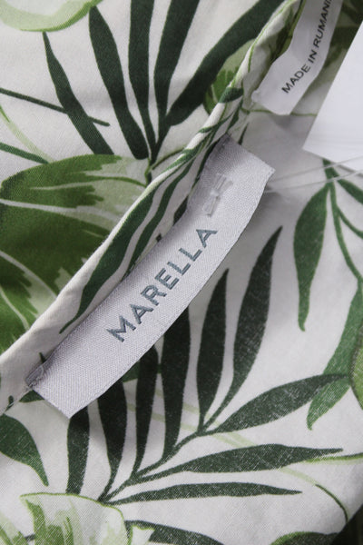Marella Womens Green Floral Shirt Wrap Dress Tie Round Neck 3/4 Sleeve Size 12