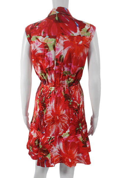 Milly Women Shirt Dress Red Collared Sleeveless Cotton Size 12