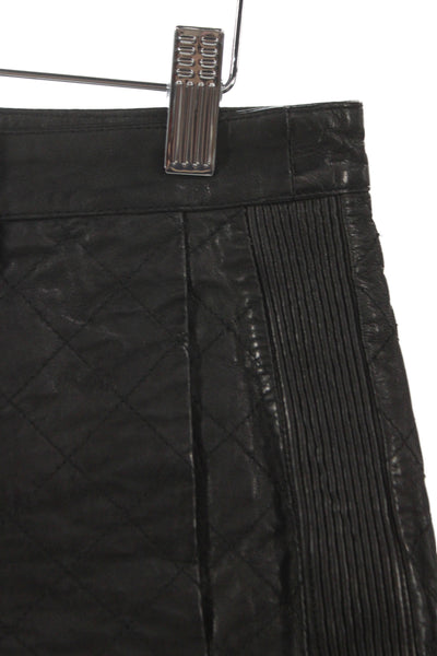 Intermix Unisex Black Leather Biker Shorts Button Argyle Size 6