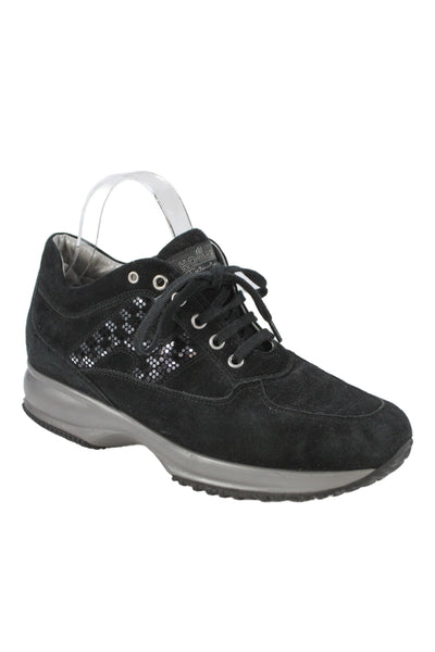 Hogan Womens Suede Lace Up Low Top Sneakers Black Size 40 10