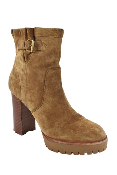 Veronica Beard Womens Suede Ankle Boots Beige Size 11
