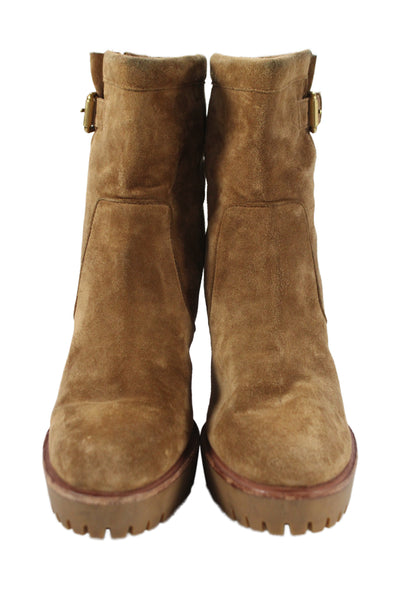 Veronica Beard Womens Suede Ankle Boots Beige Size 11