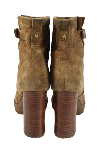 Veronica Beard Womens Suede Ankle Boots Beige Size 11