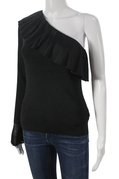 Scripted Women Classic Black Long Sleeve Top Rayon Blend Size S