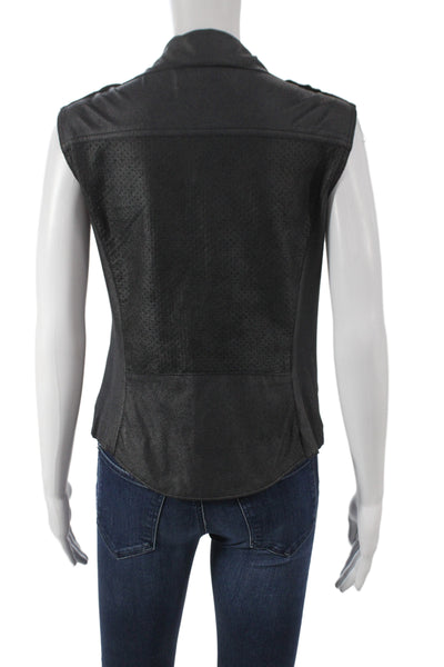 Georgie Women Biker Motorcycle Vest Black Snap Polyester Spandex Size S