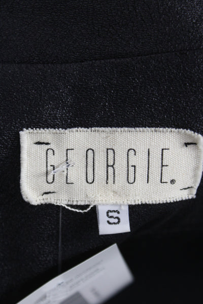 Georgie Women Biker Motorcycle Vest Black Snap Polyester Spandex Size S