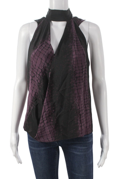 Robert Rodriguez Womens Black Geometric High Neck Sleeveless Blouse Size 2