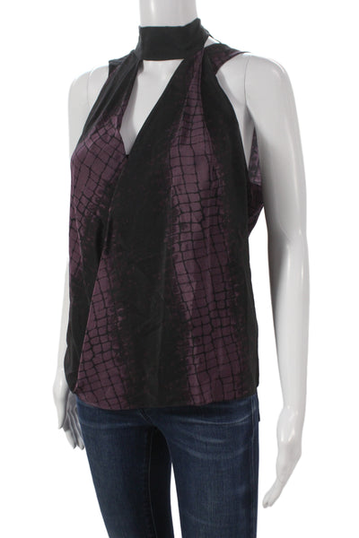 Robert Rodriguez Womens Black Geometric High Neck Sleeveless Blouse Size 2