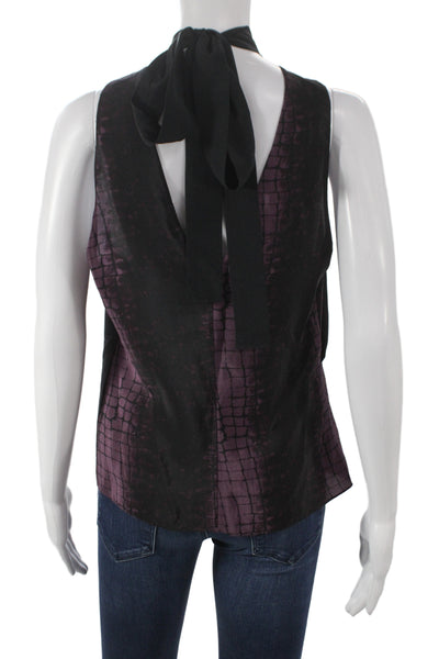 Robert Rodriguez Womens Black Geometric High Neck Sleeveless Blouse Size 2