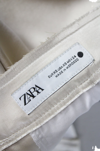 Zara Women Ankle Dress Pants Beige Polyester Petite Size XS