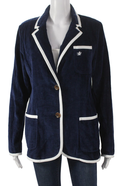Hello Darling Womens Dark Blue Blazer Button Long Sleeve Cotton Size 10