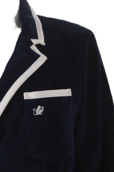 Hello Darling Womens Dark Blue Blazer Button Long Sleeve Cotton Size 10