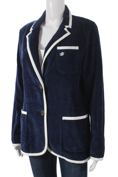 Hello Darling Womens Dark Blue Blazer Button Long Sleeve Cotton Size 10